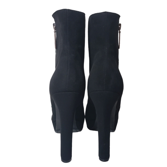 Guess Dejah Black Faux Suede Zip Platform Ankle Booties Sz 8.5M - Picture 7 of 13
